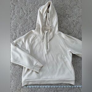 We Wander Cream Half Zip Hoodie Sweatshirt Size Small Soft Neutral Pullover